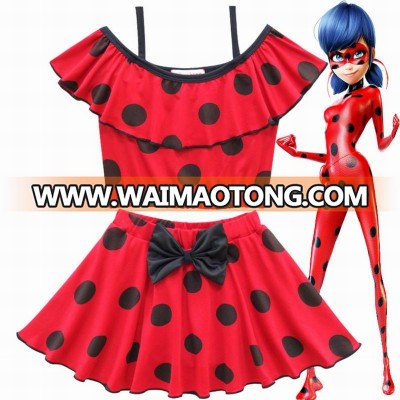 Girls Swimsuit Miraculous Ladybug Cosplay Costume Kids Bikini Swimming Suit Children Beachwear Ladybug Girl Swimsuit Swimwear